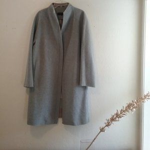 NWOT Donna Karan NY Wool Blend Minimalist Grey Car Coat Size 14